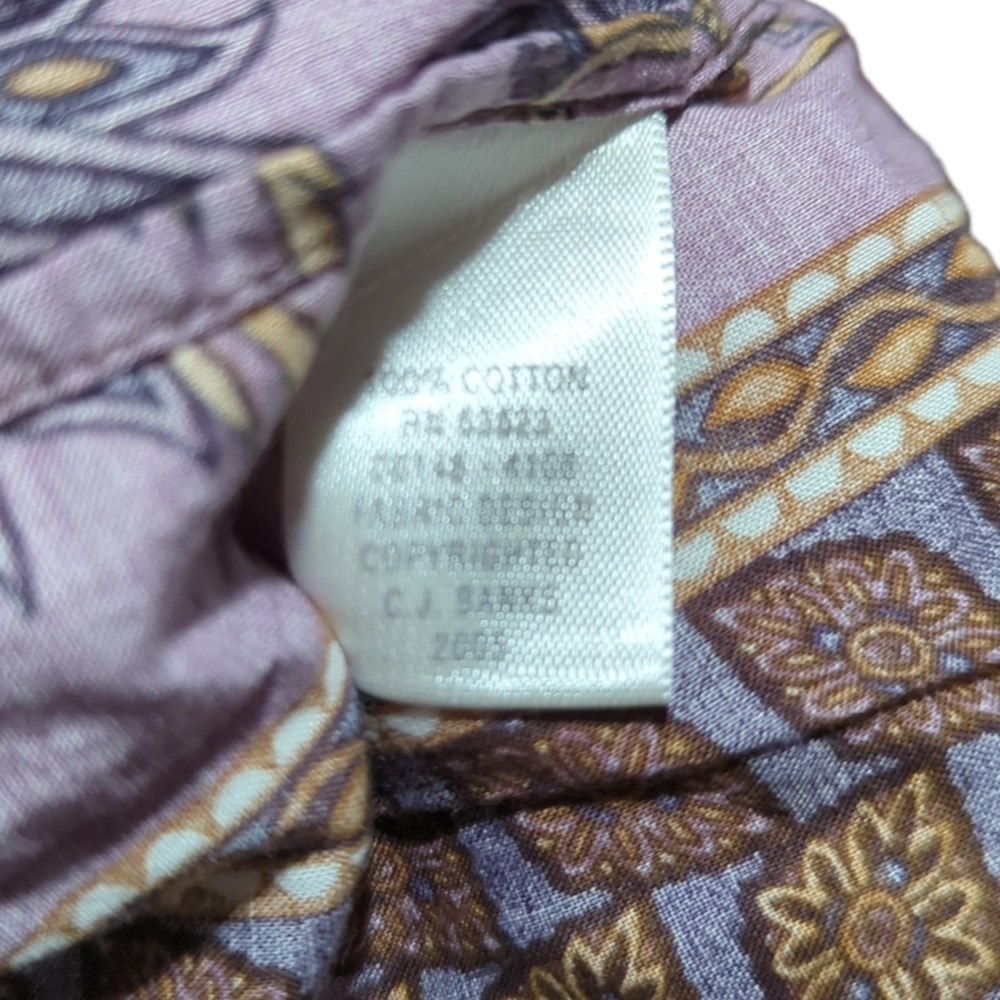 CJ BANKS Purple Brown Patchwork Striped Button Down Shirt Plus 2X - Picture 7 of 7